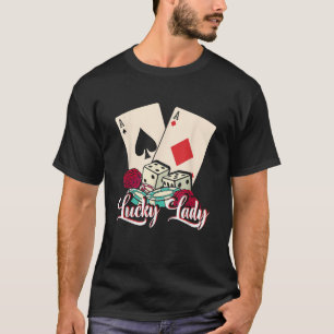 Camiseta Jogadora de Pôquer Dama da Sorte Apostadora de Cas