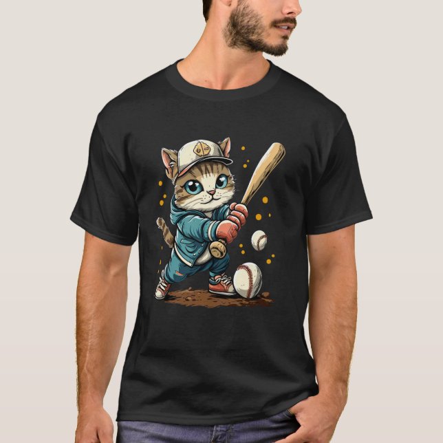 Camiseta Jogadora de softball Cat no Softball (Frente)