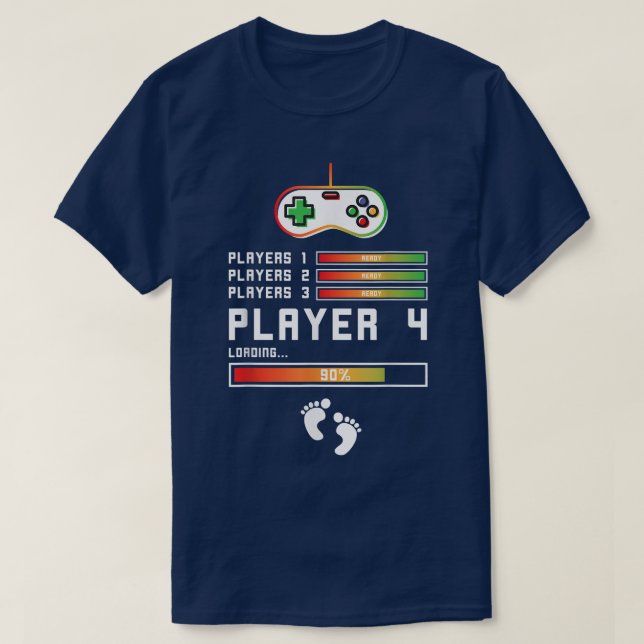 Camiseta Jogadores 1,2,3 Ready Player 4 Carregando o Jogado (Frente do Design)
