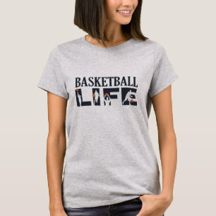 Camiseta Jogadores de basquete driblando com bola de laranj