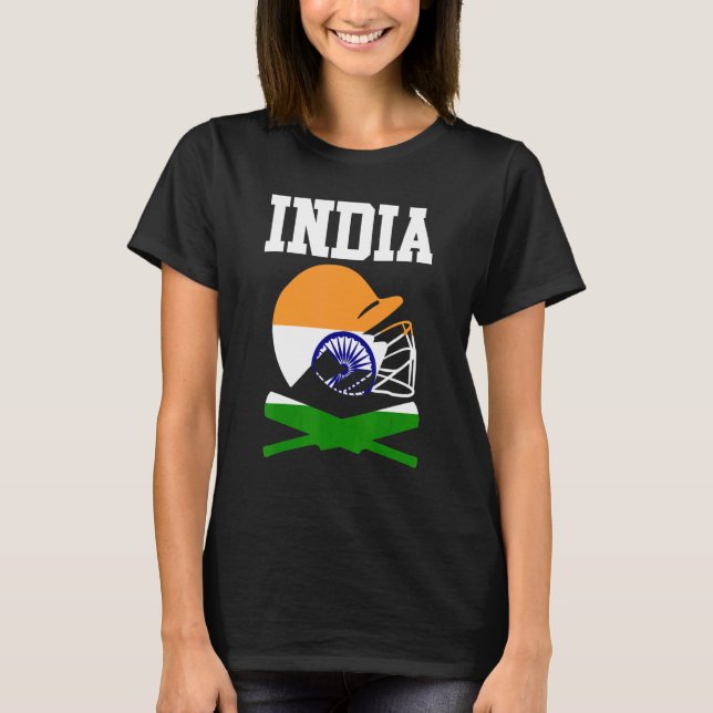Camiseta Jogadores de críquete indianos patrióticos, Índia  (Frente)
