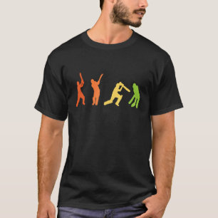 Camiseta Jogadores De Críquete Retro Colores De Vintagem De