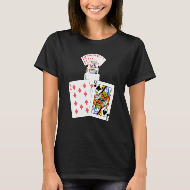 Camiseta Jogadores De Jogo De Cartões Da Rainha De Espadas (Frente)