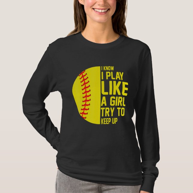 Camiseta Jogadores de Softball Cute Softball Funny Softball (Frente)