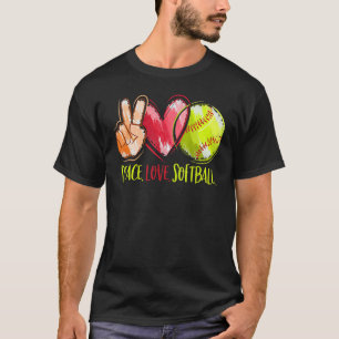 Camiseta Jogadores de Softball Girls Peace Love Softball