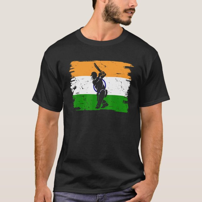 Camiseta Jogadores Indianos De Críquete Bandeiras Da Índia (Frente)