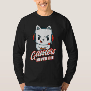 Camiseta Jogadores nunca morrem jogos on-line em jogos Víde