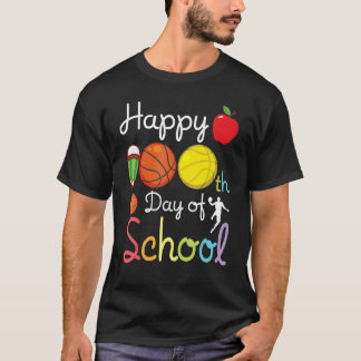 Camiseta Jogando Basquete Feliz 100 Dias De Ensino Escolar