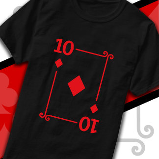 Camiseta Jogando Cartões Costume Dez Cartões 10 de Ouros