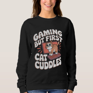 Camiseta Jogando, mas primeiro carinho de gato Gato Jogando
