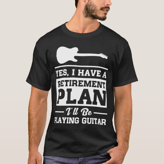 Camiseta Jogando o plano de aposentação da guitarra (Frente)