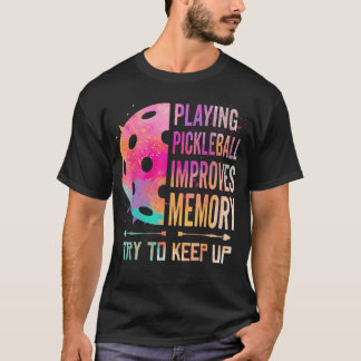 Camiseta Jogando Pickleball Melhora a Memória Divertido Ido