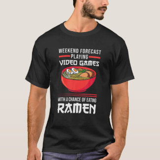 Camiseta Jogando Videos games Comendo Jogador de Ramen