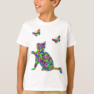 Camiseta Jogar-Com-Borboletas prismáticos coloridas do