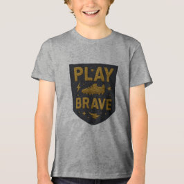 Camiseta Jogar Futebol Corajoso Desenho Bordado