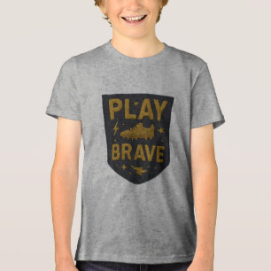 Camiseta Jogar Futebol Corajoso Desenho Bordado