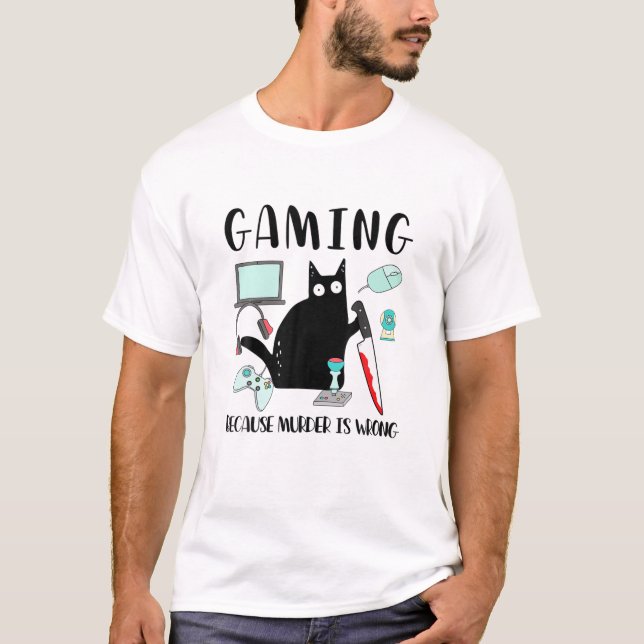Camiseta Jogar Porque O Assassinato É Um Gato Negro Engraça (Frente)