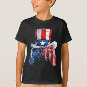 Camiseta Jogo 4 de julho Controlador American Flag Kids Boy