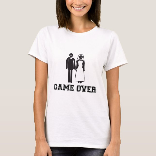 Camiseta Jogo acabado, noiva e noiva, casal de casamento (Frente)
