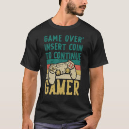 CAMISETA JOGO ACIMA, INSIRA A MOEDA PARA CONTINUAR RETRO A