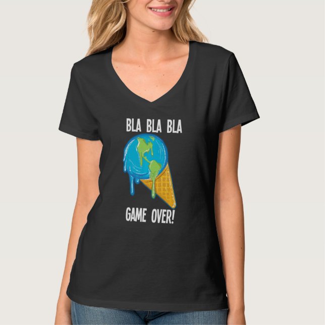 Camiseta Jogo Bla Sobre A Fusão Do Sorvete Da Terra Global  (Frente)