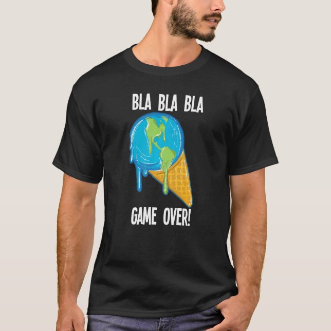 Camiseta Jogo Bla Sobre A Fusão Do Sorvete Da Terra Global  (Frente)