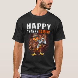 Camiseta Jogo de Ação de Graças Dabbing Turkey Pergrim Boy