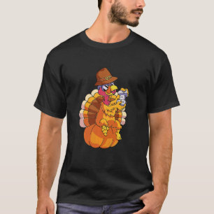 Camiseta Jogo de Ação de Graças Dabbing Turkey Pilgri