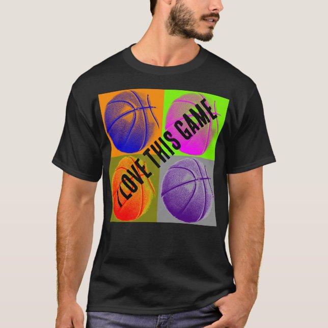 Camiseta Jogo de basquetebol de pop Art (Frente)