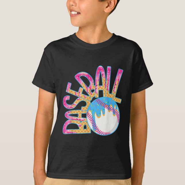 Camiseta Jogo de beisebol Drill Sorvete Jovens Jovens Bebês (Frente)