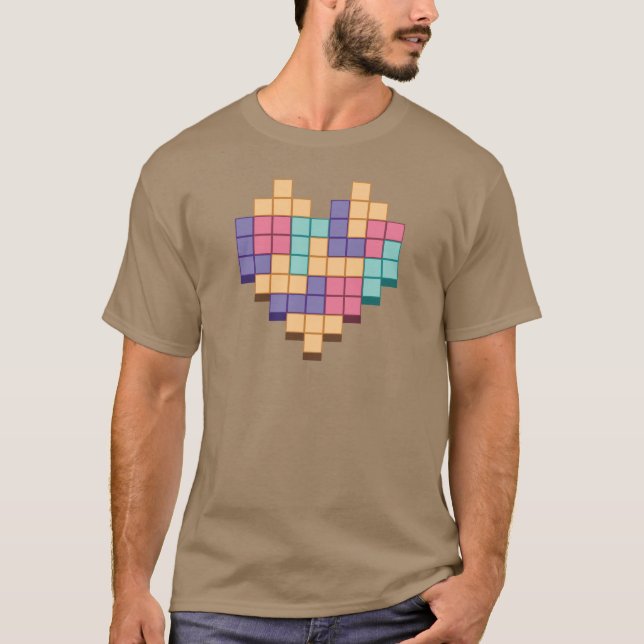 Camiseta Jogo de Bloco Coração Estilo Retro (Frente)