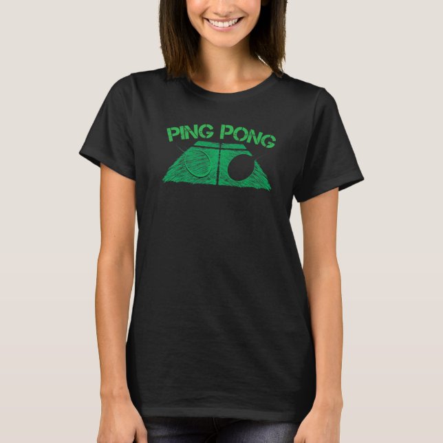 Camiseta Jogo de Bolas de Tênis de Mesa Amor Poder Ping Pon (Frente)