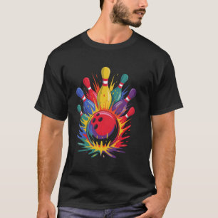 Camiseta Jogo de Boliche Colorido Dia do Jogador de Boliche