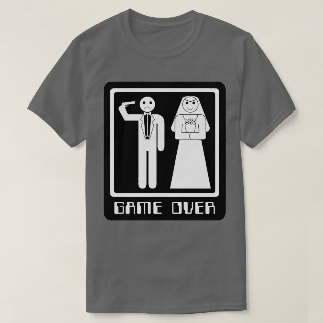 Camiseta Jogo de Casamento Engraçado Acabou 2 (Frente do Design)