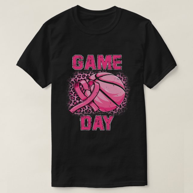 Camiseta Jogo de Consciência do Cancer Mama Dia Rosa Basque (Frente do Design)