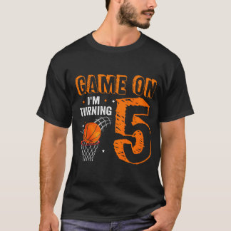 Camiseta Jogo De Crianças No Aniversário De 5 5 De Basquete