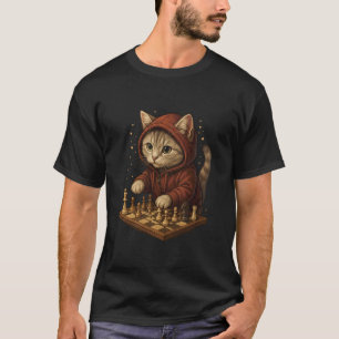 Camiseta Jogo de Estratégia Divertido de Xadrez de Gato Ama