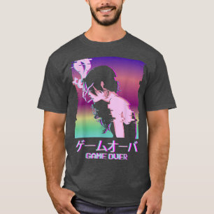 Camiseta Jogo de Garota Triste de Vaporwave Japonês sobre I