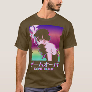 Camiseta Jogo de Garota Triste de Vaporwave Japonês sobre I