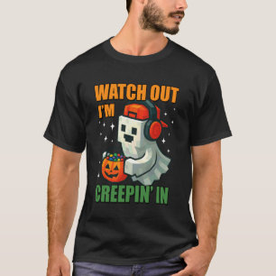Camiseta Jogo de Halloween Pixel Ghost Creepin em Homens As
