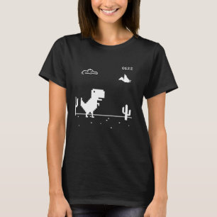Camiseta Jogo de Pixel de Dinossauro Dino T-Rex Sem Interne