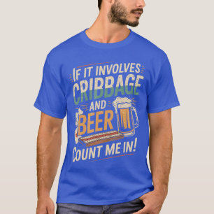 Camiseta Jogo de Tabuleiro de Cartas Cribbage e Cerveja Sku