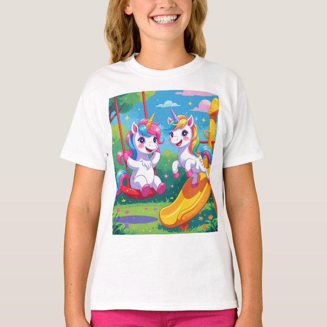 Camiseta Jogo de Unicórnio em Playground (Frente)