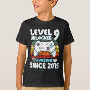 Camiseta Jogo de Vídeo 9º Aniversário Meninas Crianças de 9