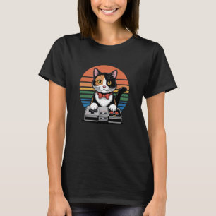 Camiseta Jogo de Vídeo Antigo Gato Calico Jogos Retro Disto