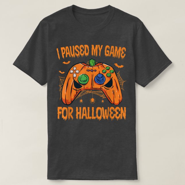 Camiseta Jogo De Vídeo Ao Longo Eu Pausei Meu Jogo Pumpkin  (Frente do Design)