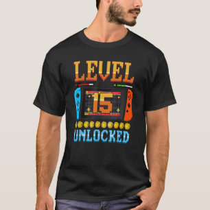 Camiseta Jogo De Vídeo De Aniversário Do Nível 15 Desbloque