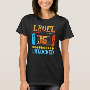 Camiseta Jogo De Vídeo De Aniversário Do Nível 15 Desbloque