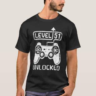 Camiseta Jogo de Vídeo de Aniversário do Nível 51 Desbloque