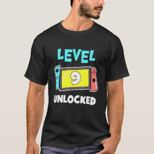 Camiseta Jogo de Vídeo de Aniversário do Nível 9 Desbloquea